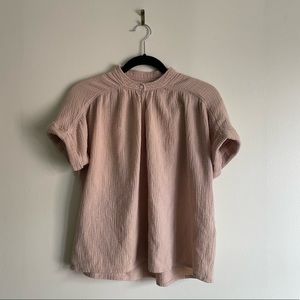Wilfred 100% cotton peachy crepe button blouse by Aritzia